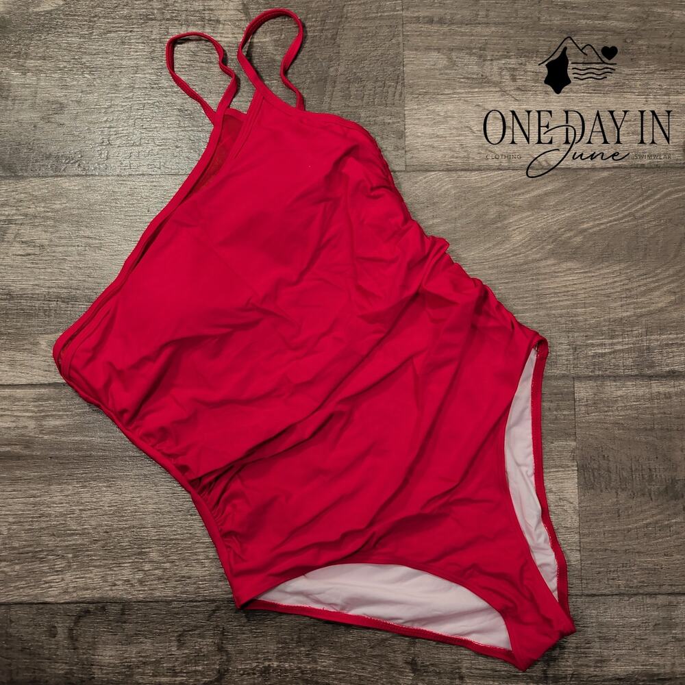 Aleumdr One Shoulder One Piece Swimsuit Size L